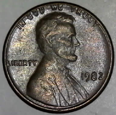 1982-P-Lincoln-Cent-With-Peripheral-Die-Expansion-And-Erosion-Beginning?